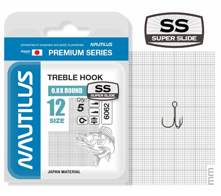 Крючок тройной Nautilus 0.8X Round Premium Series 6062SS №12 (5шт)