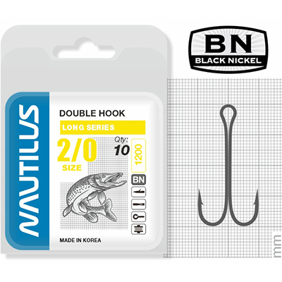 Крючок двойной Nautilus  Double Long series Worm 1200 №2/0